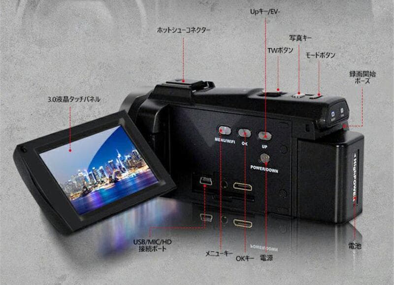 ビデオカメラ 4K超高画質 DVビデオカメラ 3.0インチ大画面 16倍ズーム