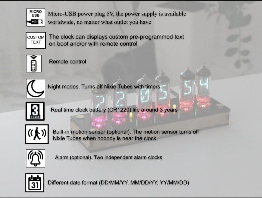 【入手困難】ニキシー管 ネオン管 時計 VFD IV-17 6個 製