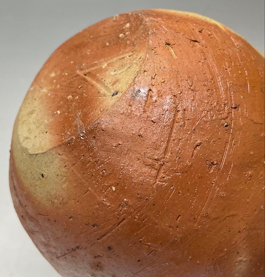 人間国宝　伊勢崎淳　備前緋襷徳利　四方桟共箱　d5732