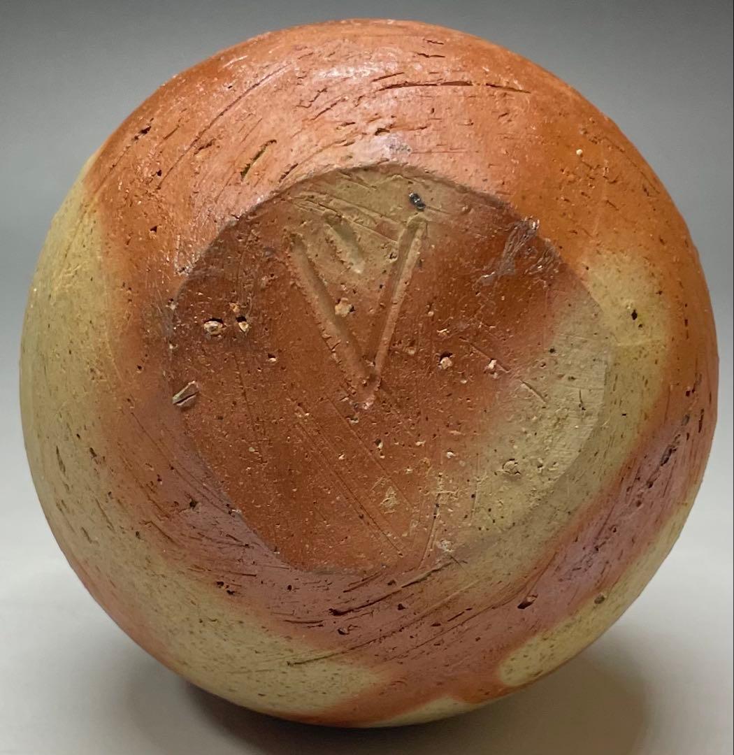 人間国宝　伊勢崎淳　備前緋襷徳利　四方桟共箱　d5732