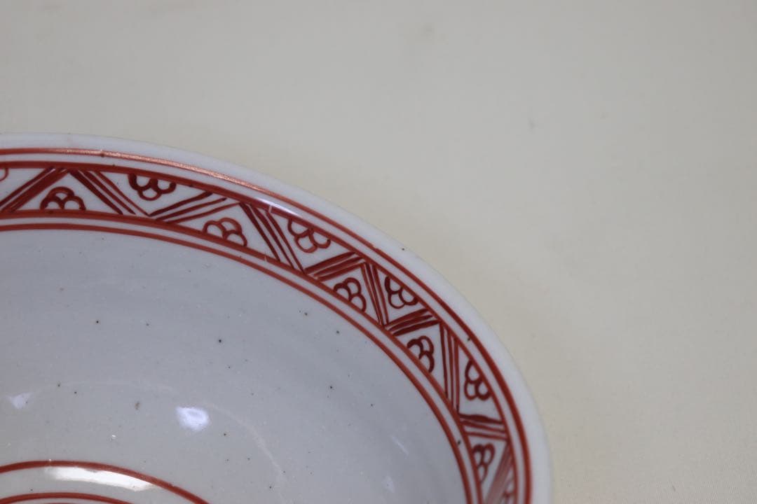 中国　紅緑彩花鳥紋碗　送料込み1025