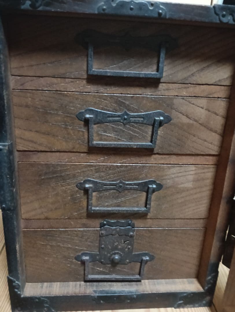 佐渡船箪笥 明治期 鉄金具 小型金庫 古民具　アンティーク和家具 佐渡船箪笥