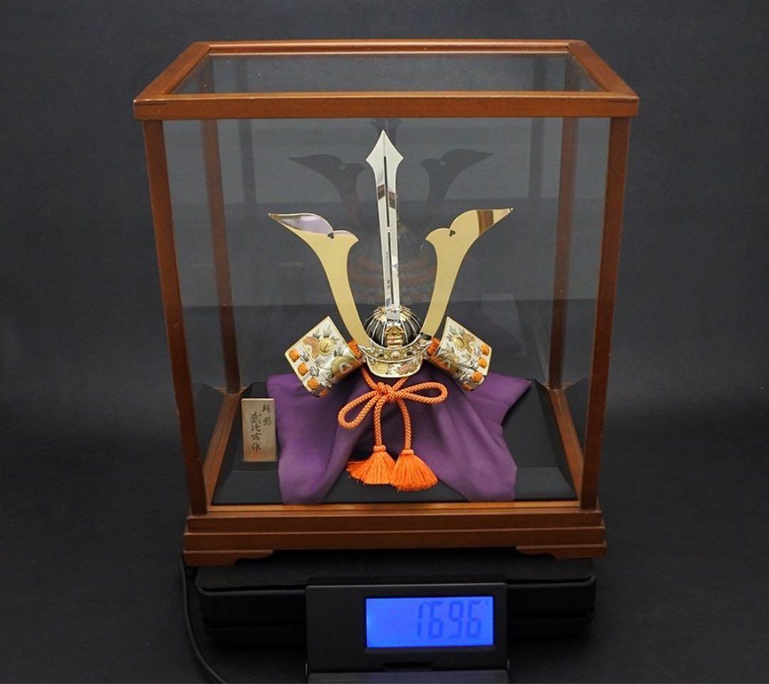 純銀　関工芸　武比古　純銀製　兜 3号(剣付 )銀製　伝統工芸　置物