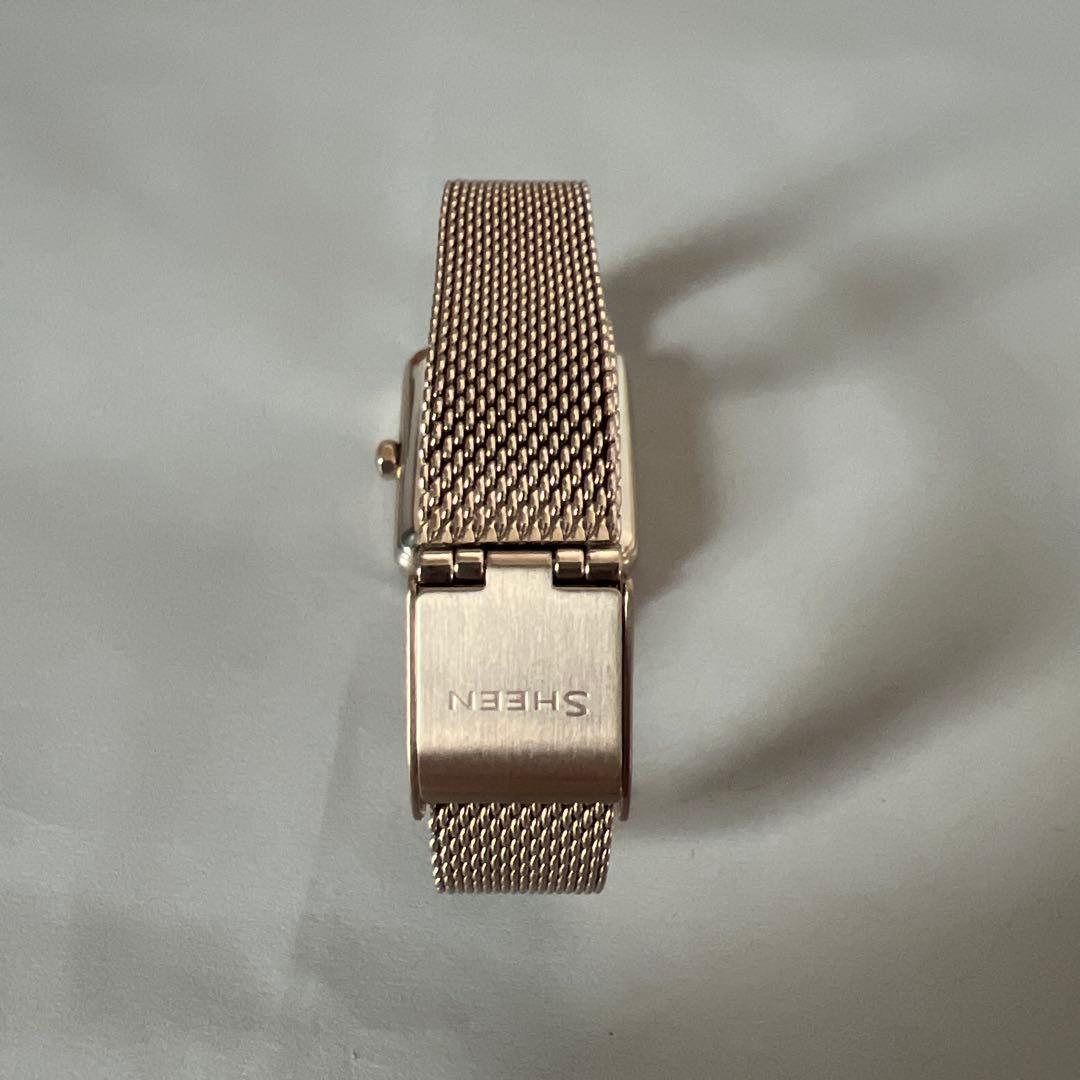 【美品】CASIO SHEEN スクエア時計 金属メッシュベルト