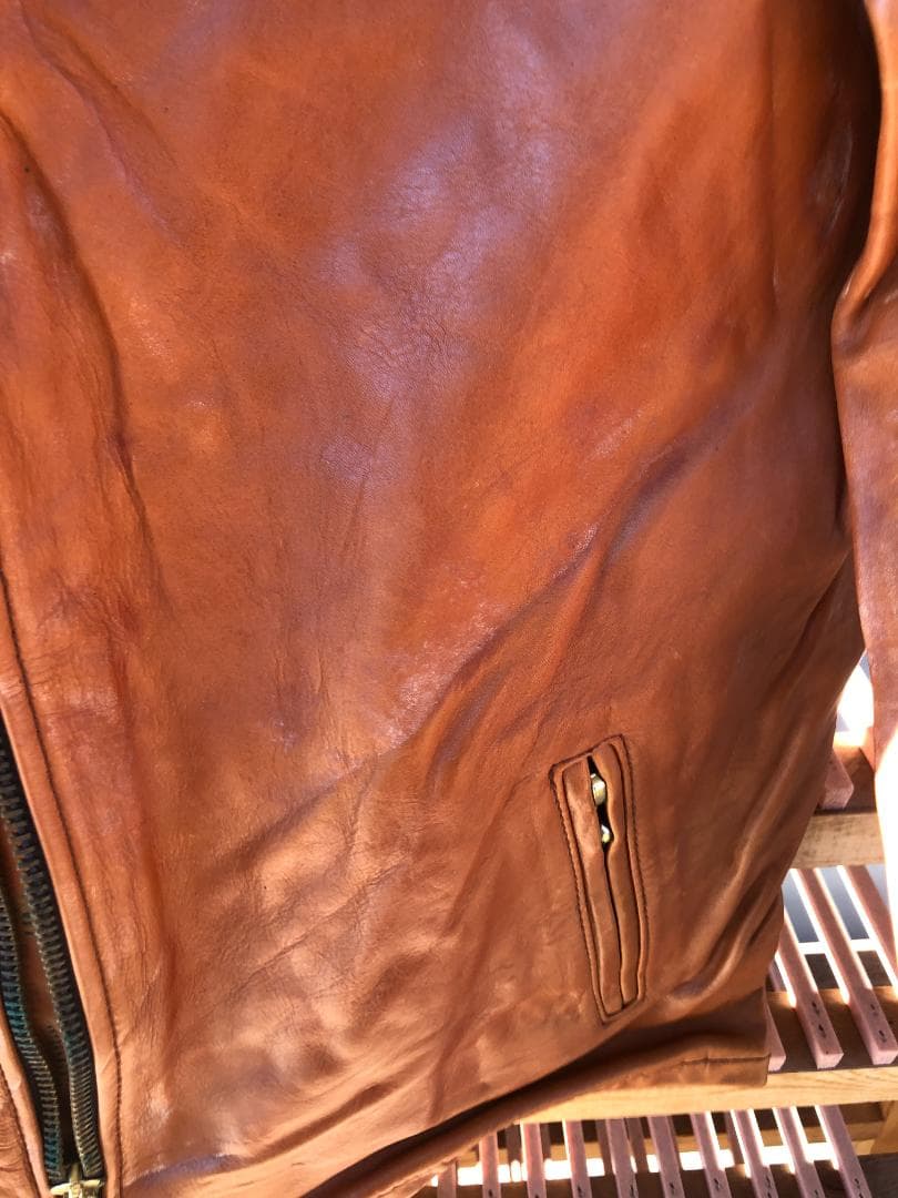 [訳あり] 新品 Schott シングルライダースレザージャケット ブラウン/L