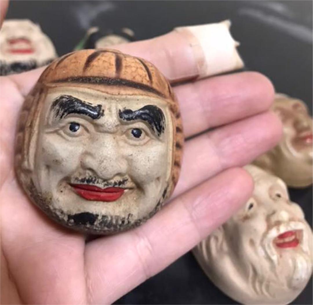 九谷焼　時代盃　KUTANI 金城　工芸品　顔　古董　七福神　おちょこ　骨董