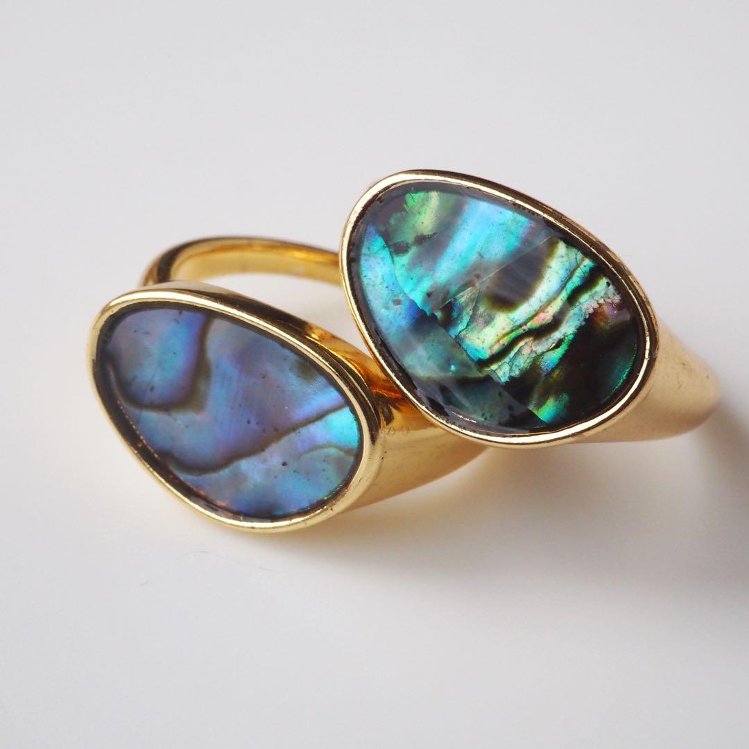 【ひなママ】天然アバロンシェルのデザインフリーサイズリング