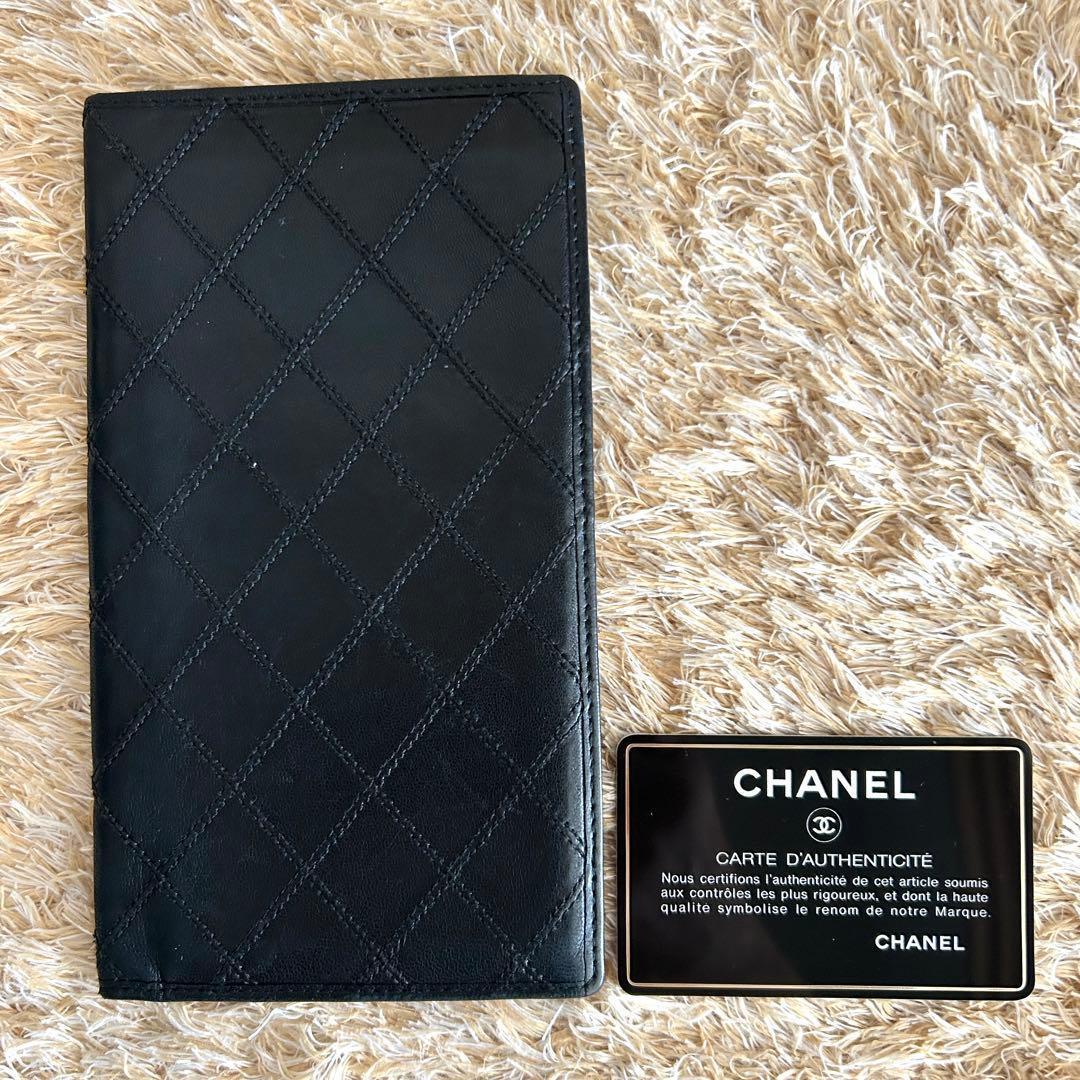 美品✨ シャネル マトラッセ ビコローレ ラムスキン 二つ折り長財布 ブラック
