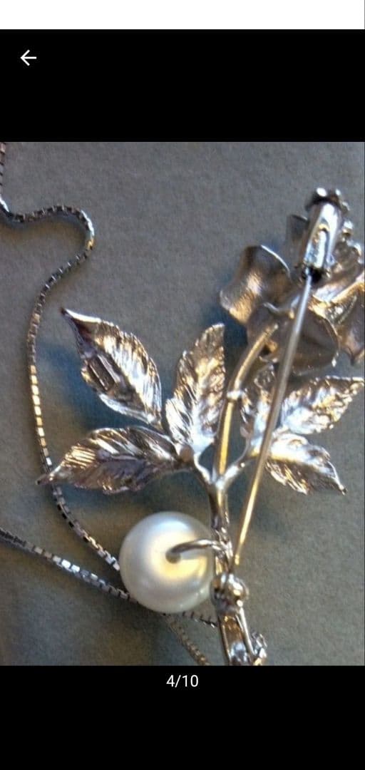 バラと真珠のブローチペンダントヘッド Silver925 ジュエリーツツミ