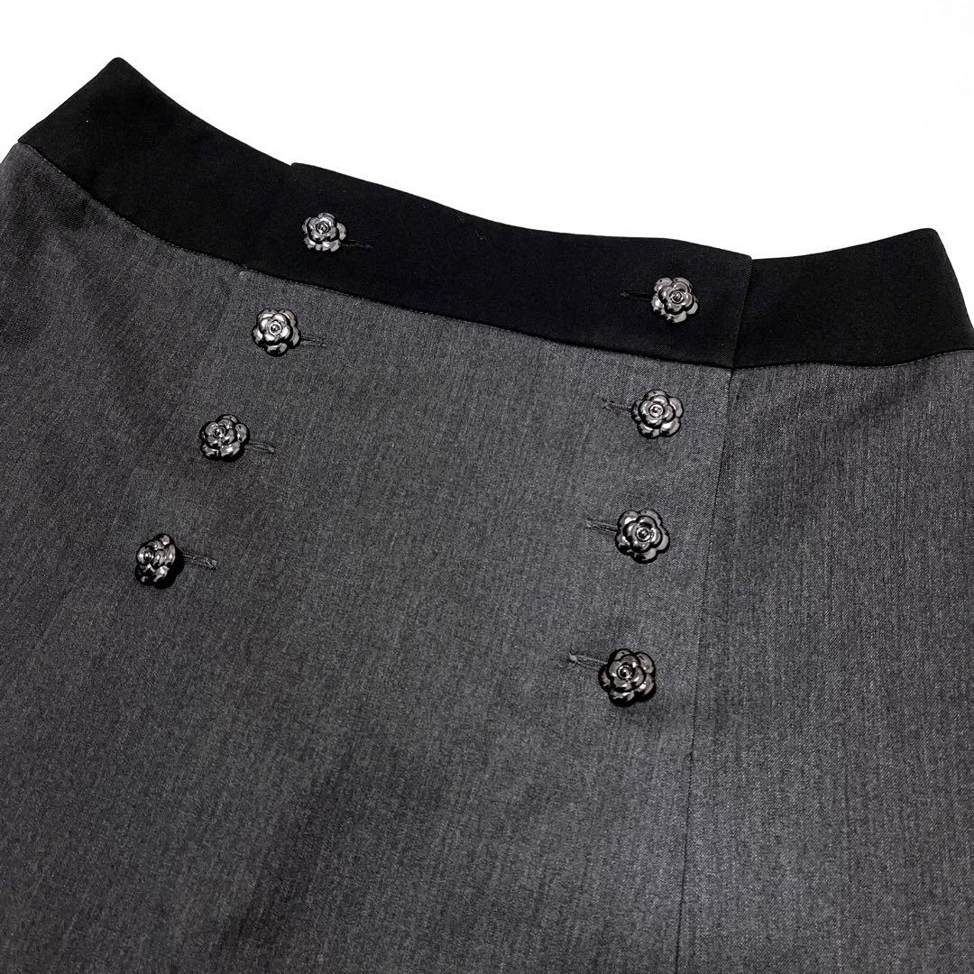 Reneルネ【極美品】バイカラータックミディスカート フロントボタン メタル釦