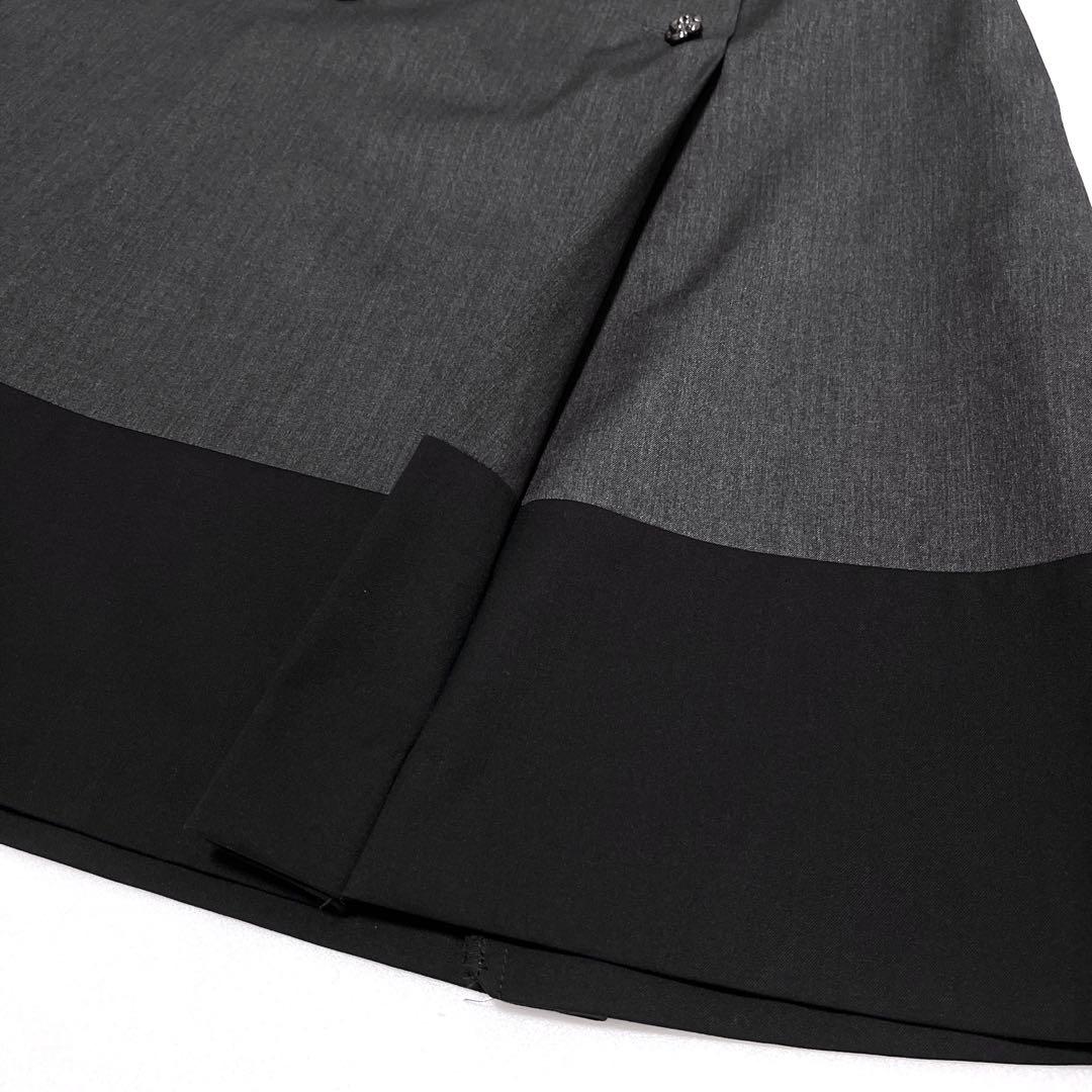 Reneルネ【極美品】バイカラータックミディスカート フロントボタン メタル釦