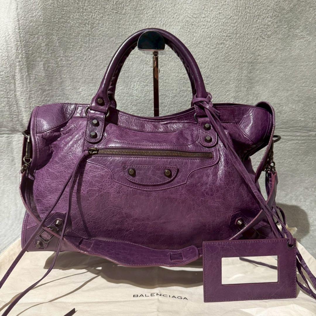 バッグ Balenciaga The City Shoulder Bag Purple