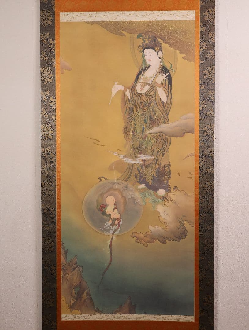 【複製】大塚工藝社 狩野芳崖 悲母観音 限定300部 絹本 掛軸 【MA704】