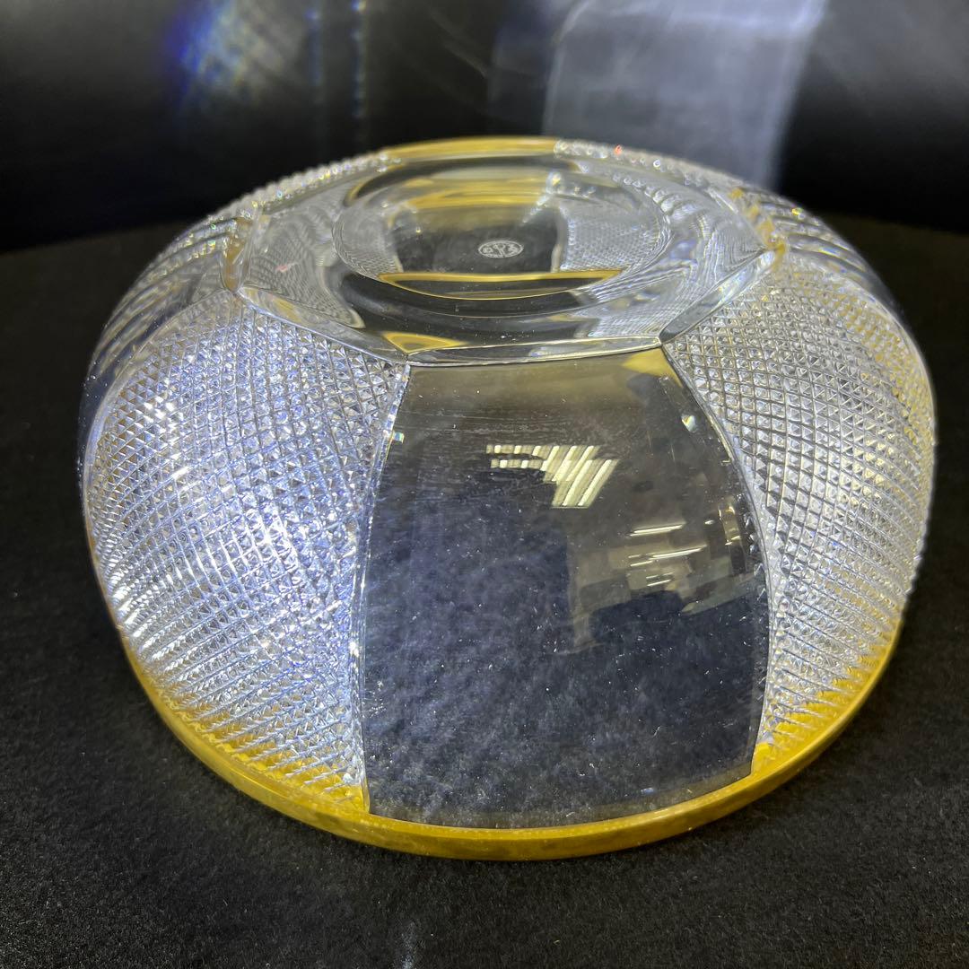 春海バカラ　金彩切子鉢　口径約21.5㎝　東Y7-1217☆1F