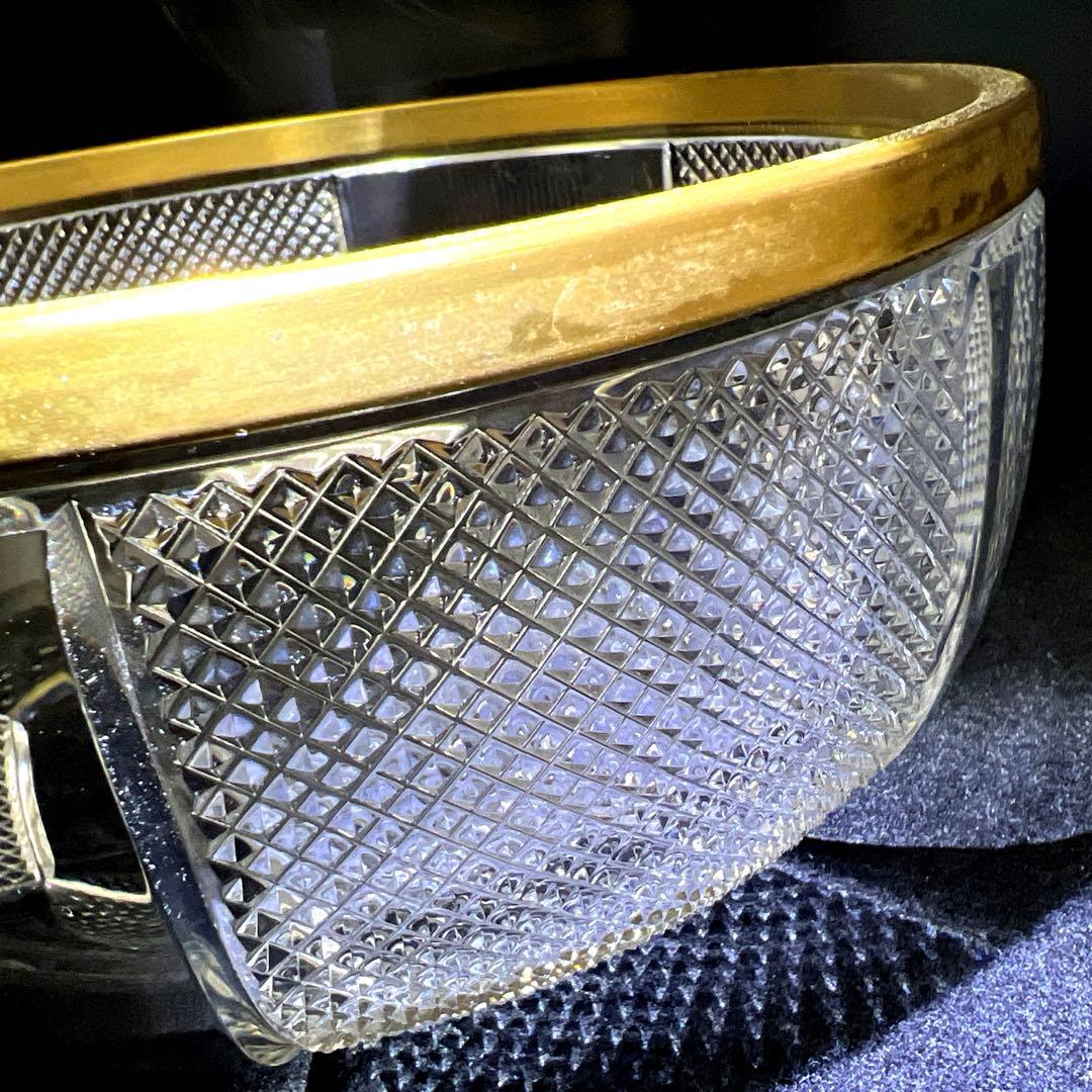 春海バカラ　金彩切子鉢　口径約21.5㎝　東Y7-1217☆1F