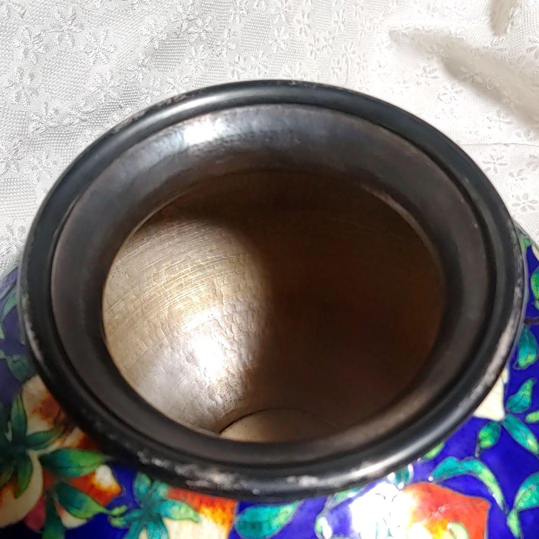 重さ1388g 純銀　シルバー98%　七宝焼　銀壺　ロッテホテル　花器