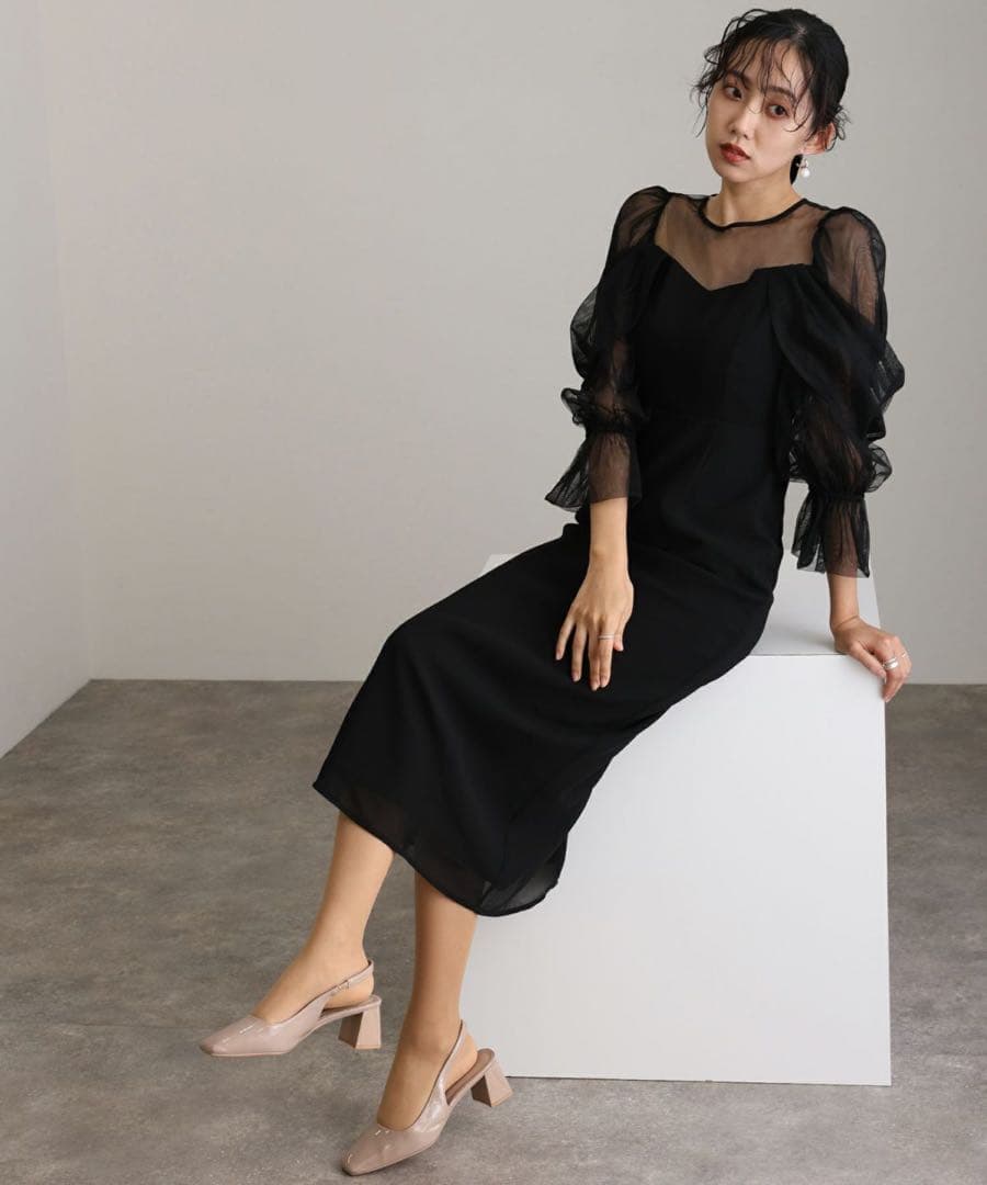 最終値下！細見えチュールオフショルダードレス〜結婚式•二次会用〜