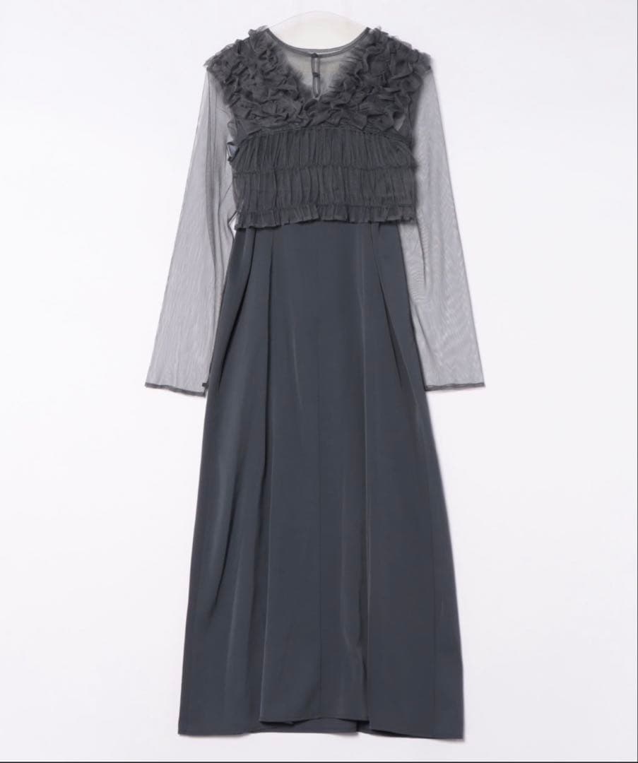 【美品】3wayフリルドレス blue オケージョン 結婚式 お呼ばれドレス