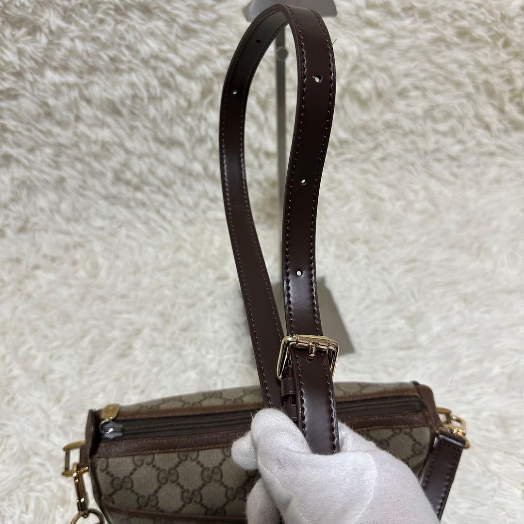 大容量 レア オールドグッチ GG 総柄 レザー ショルダーバッグ PVC ロゴ