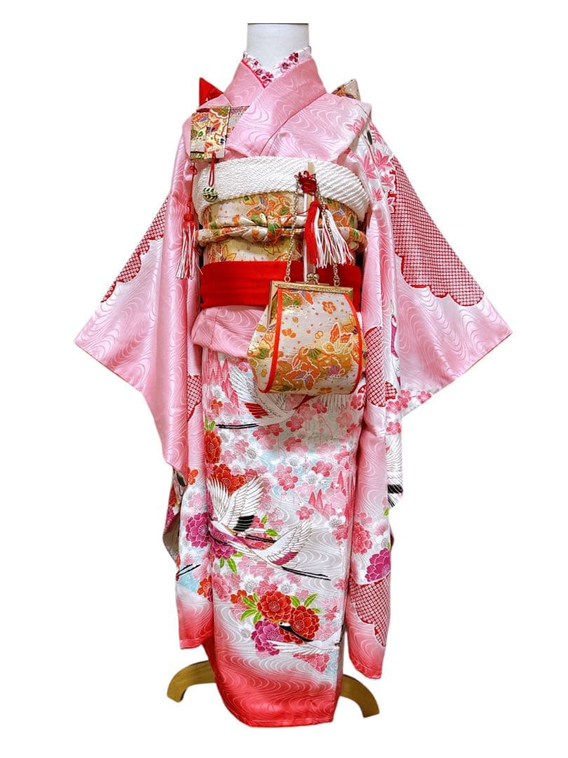 本格!!正絹♡七五三　7歳　女の子　フルセット　一式　ピンク　鶴