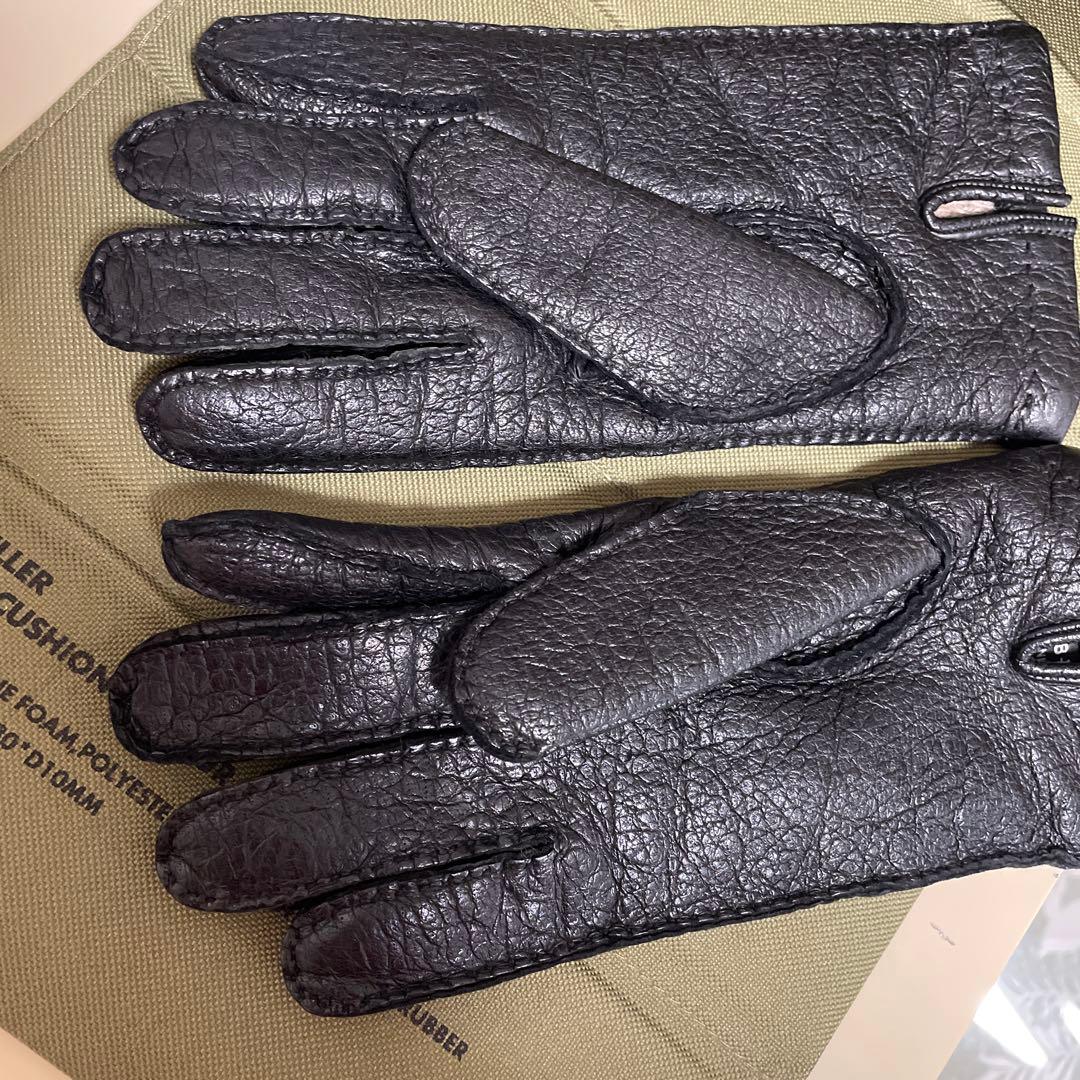 【着用数回のみ】イタリア老舗品/ペッカリー防寒仕様革手袋