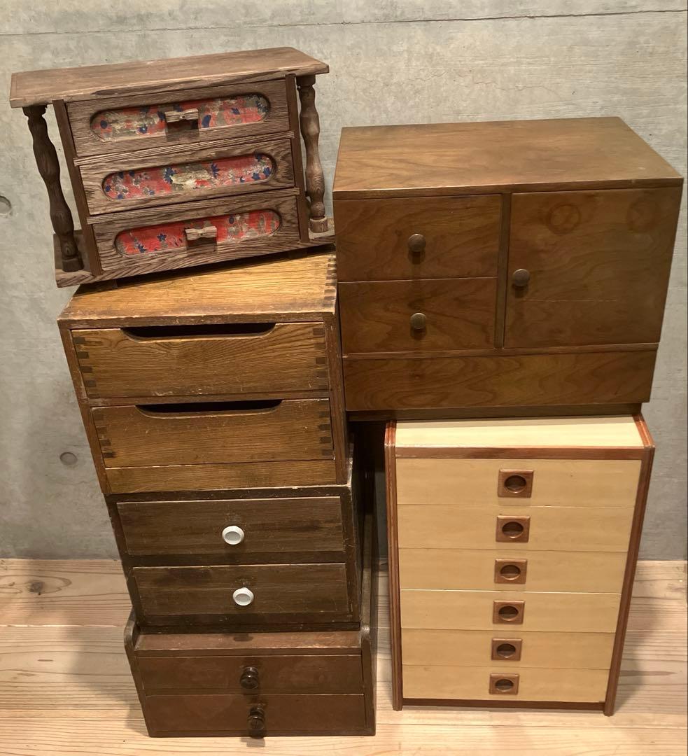 お得！！小棚 引き出し 6点セット 昭和レトロ アンティーク インテリア　店舗