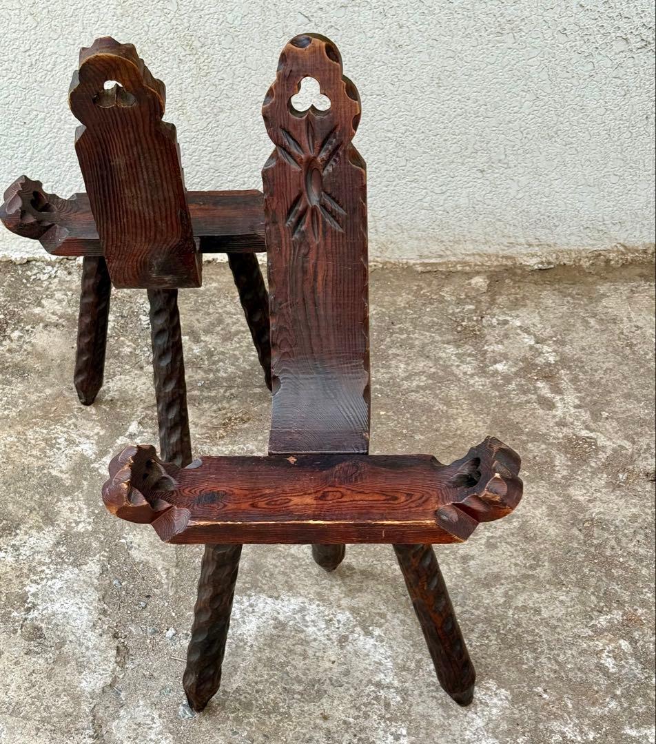 家具 Spanish Brutalist Chair in Wood, 1960s