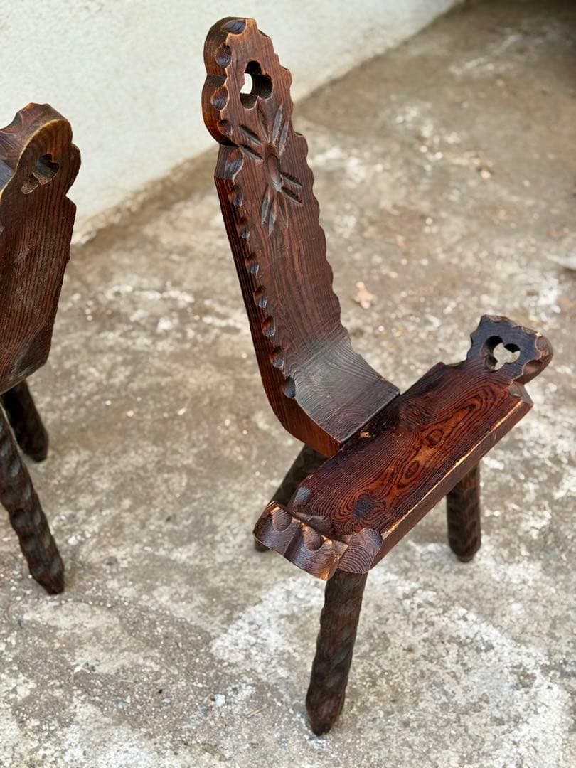 家具 Spanish Brutalist Chair in Wood, 1960s