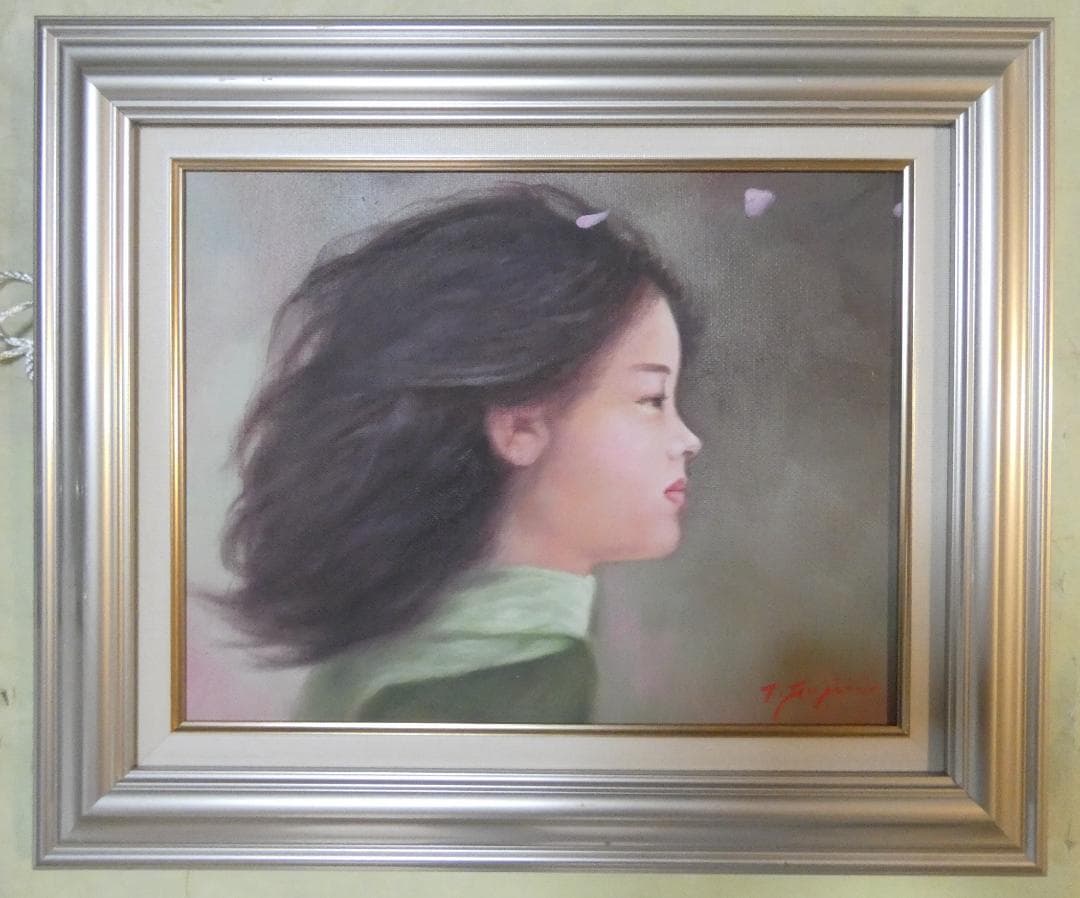 油絵　藤井勉　 F6 【　風　】手描き　　額付き