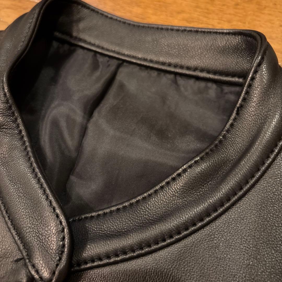 美品 リドム ライダースジャケット シングル シープスキン 希少Lサイズ 黒
