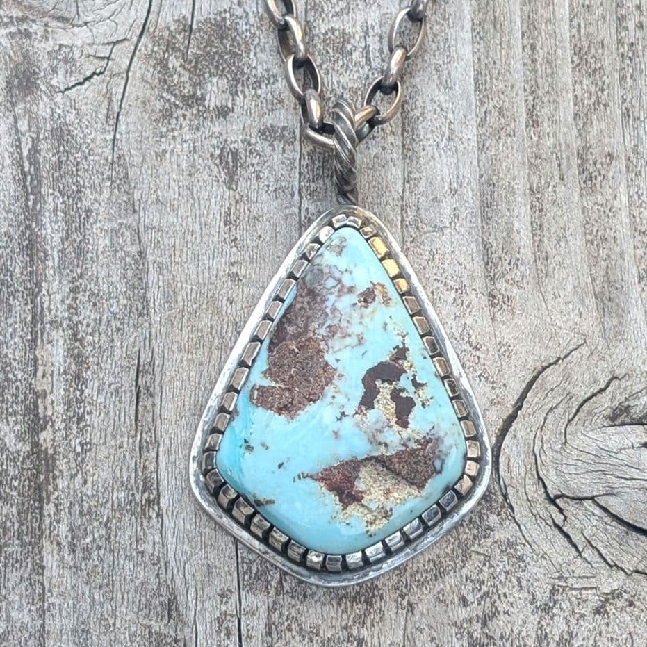 大粒　ハンドメイドのターコイズトップ　インディアンジュエリー風　ハンドメイド