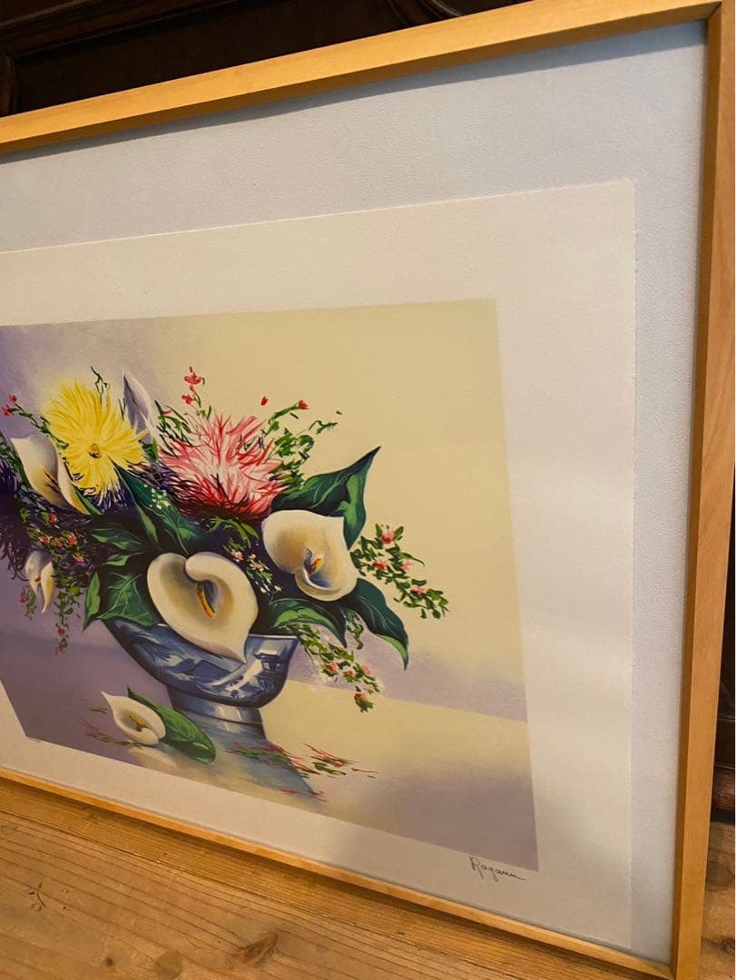 Alain Ragaru リトグラフ 額縁 インテリア ランの盛花
