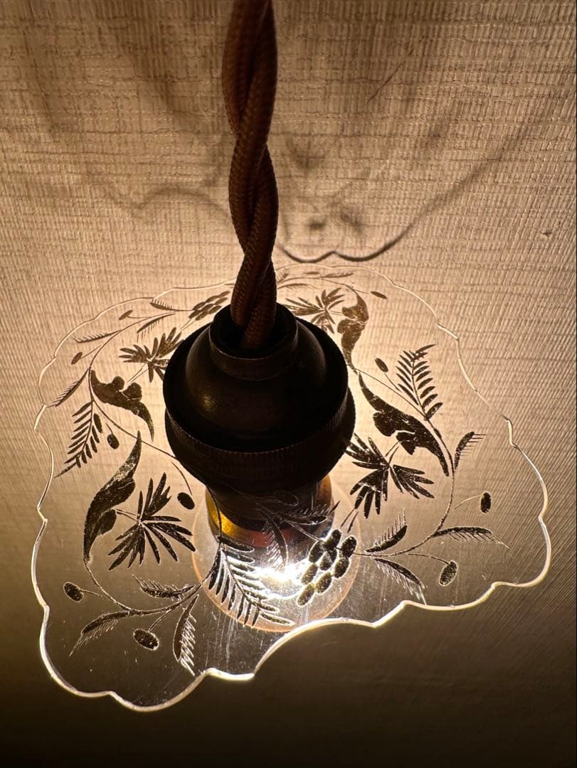 1900's フランス アンティーク 金箔で絵付けされた美しいアトリエランプ＊