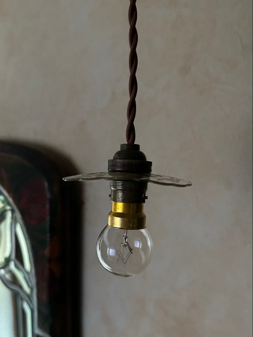 1900's フランス アンティーク 金箔で絵付けされた美しいアトリエランプ＊