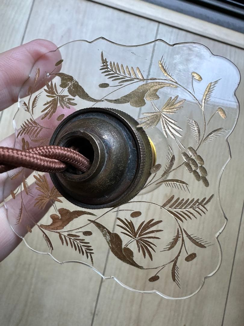 1900's フランス アンティーク 金箔で絵付けされた美しいアトリエランプ＊