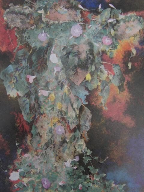 稲元実、【牽牛花】、希少な額装用画集より、新品額装付