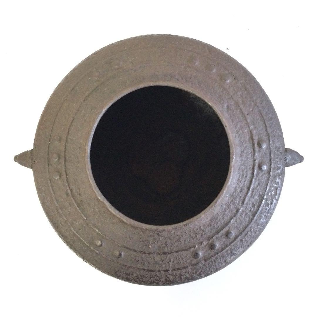 茶釜 万代屋釜 風炉釜 銘有 銅蓋釜環付 茶道具 L301