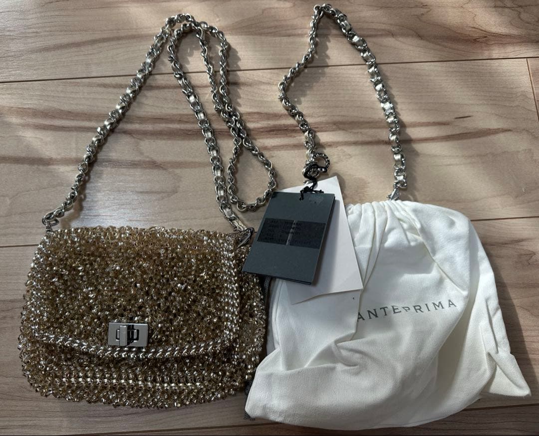 アンテプリマ ゴールドビーズショルダーバッグ