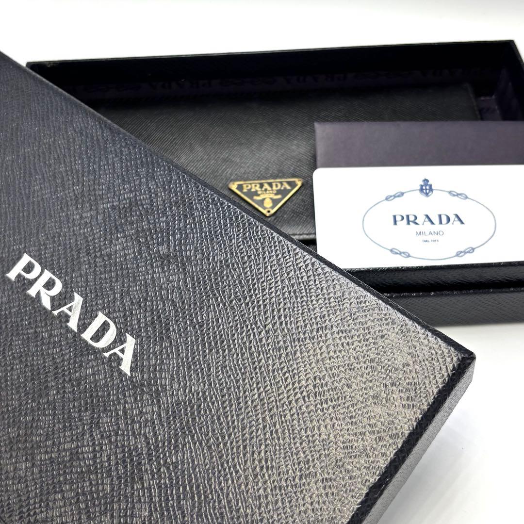 PRADA プラダ 長財布 サフィアーノレザー ブラック ロゴ レディース 箱