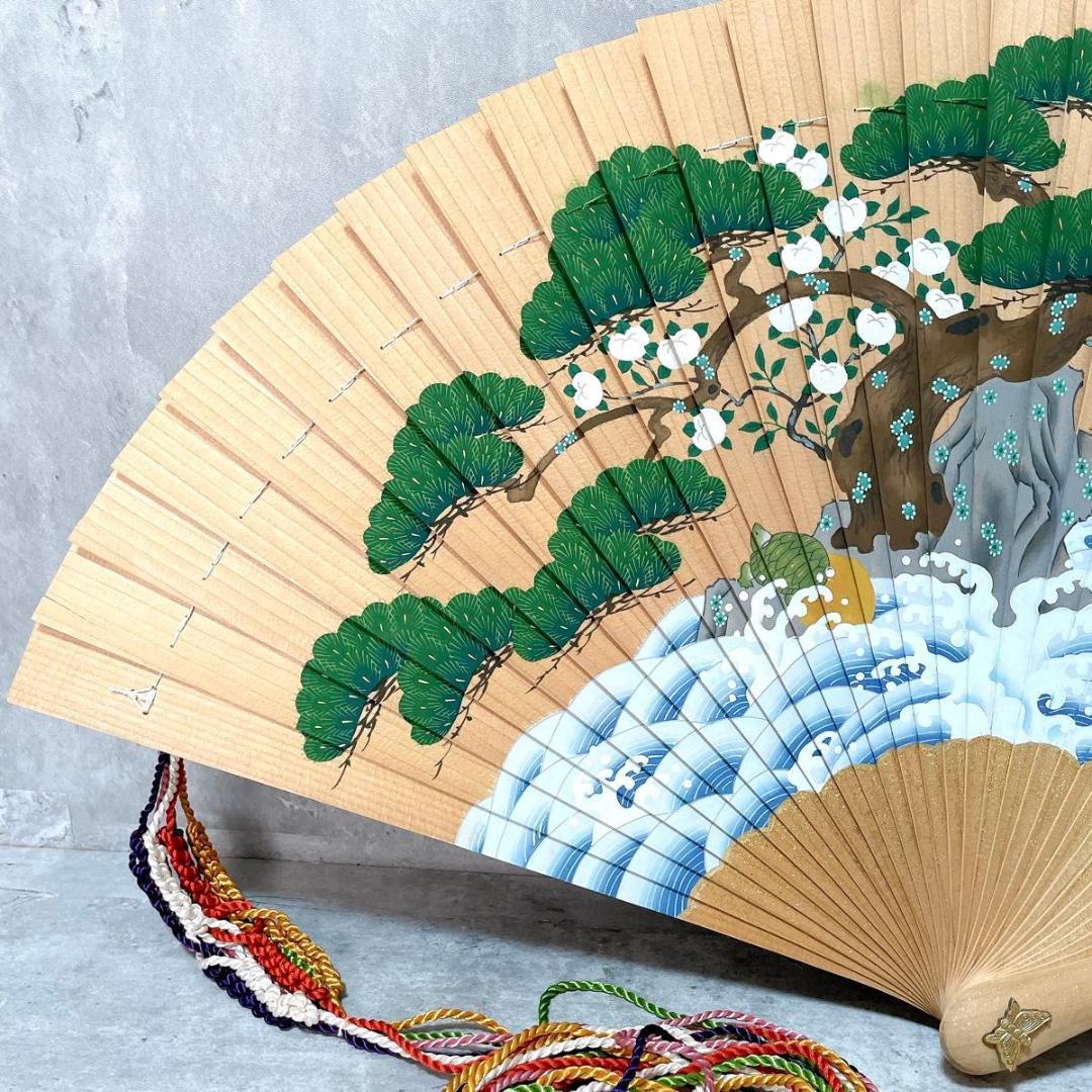 宮脇賣扇庵 美也古扇 檜扇 松 京扇子 古扇子 桧扇 袙扇 木製 手彩色 宮中