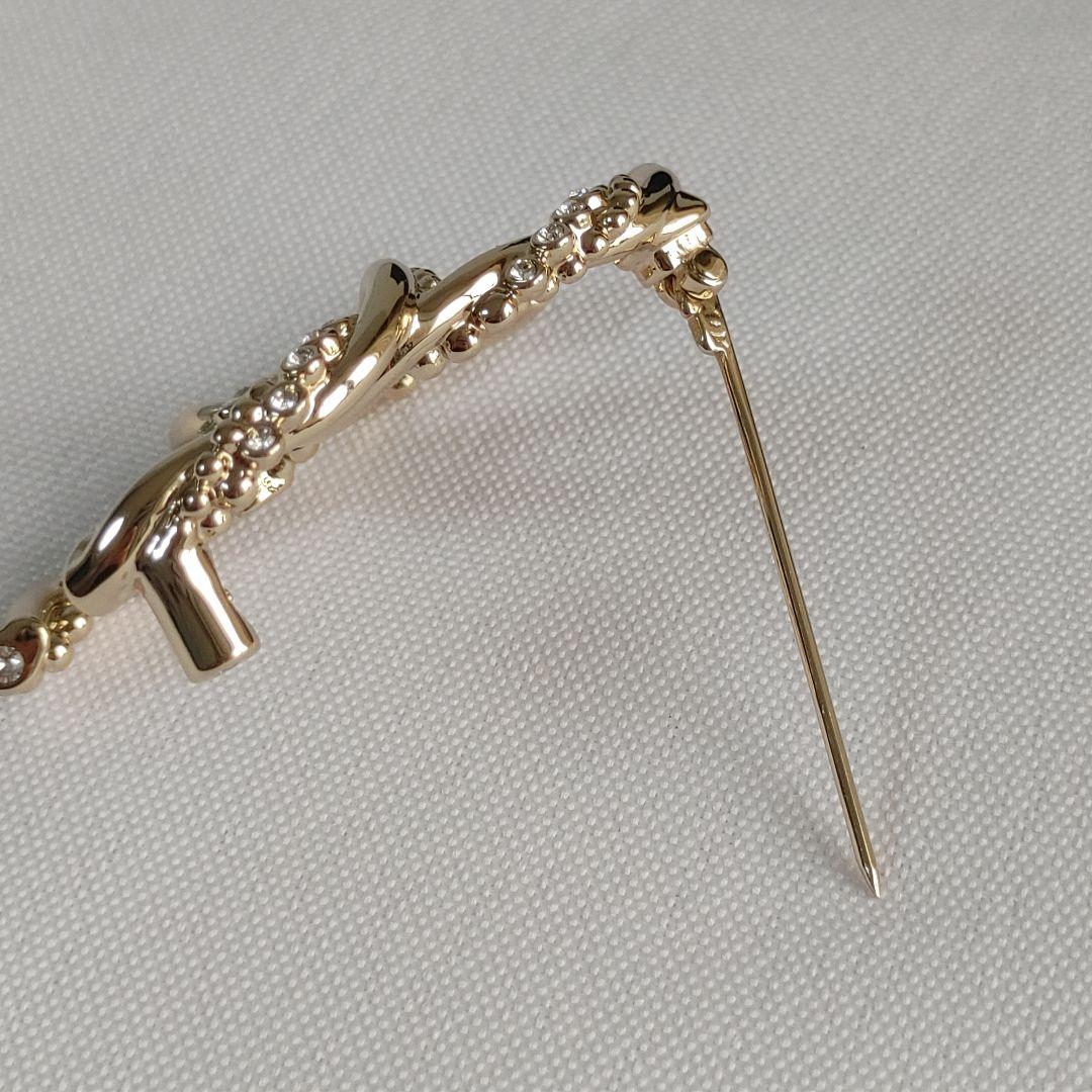 CCマーク ゴールド クリアストーン ブローチ