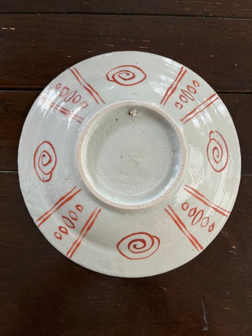 専用です‼️江戸初期　初期伊万里色絵　鍔皿　六寸　無傷　牡丹　柘榴　桃　芙蓉手