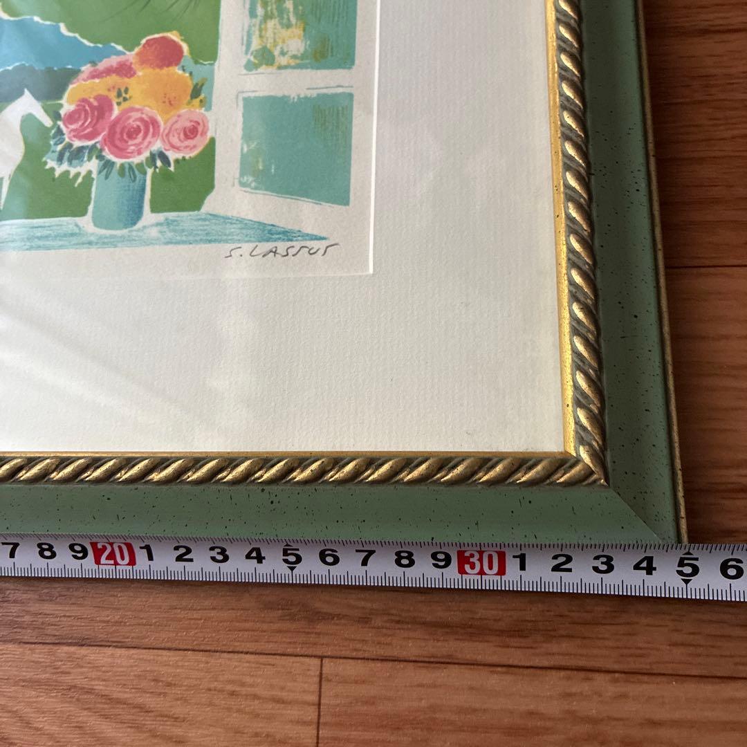 セルジュ・ラシス　白馬と窓辺の薔薇