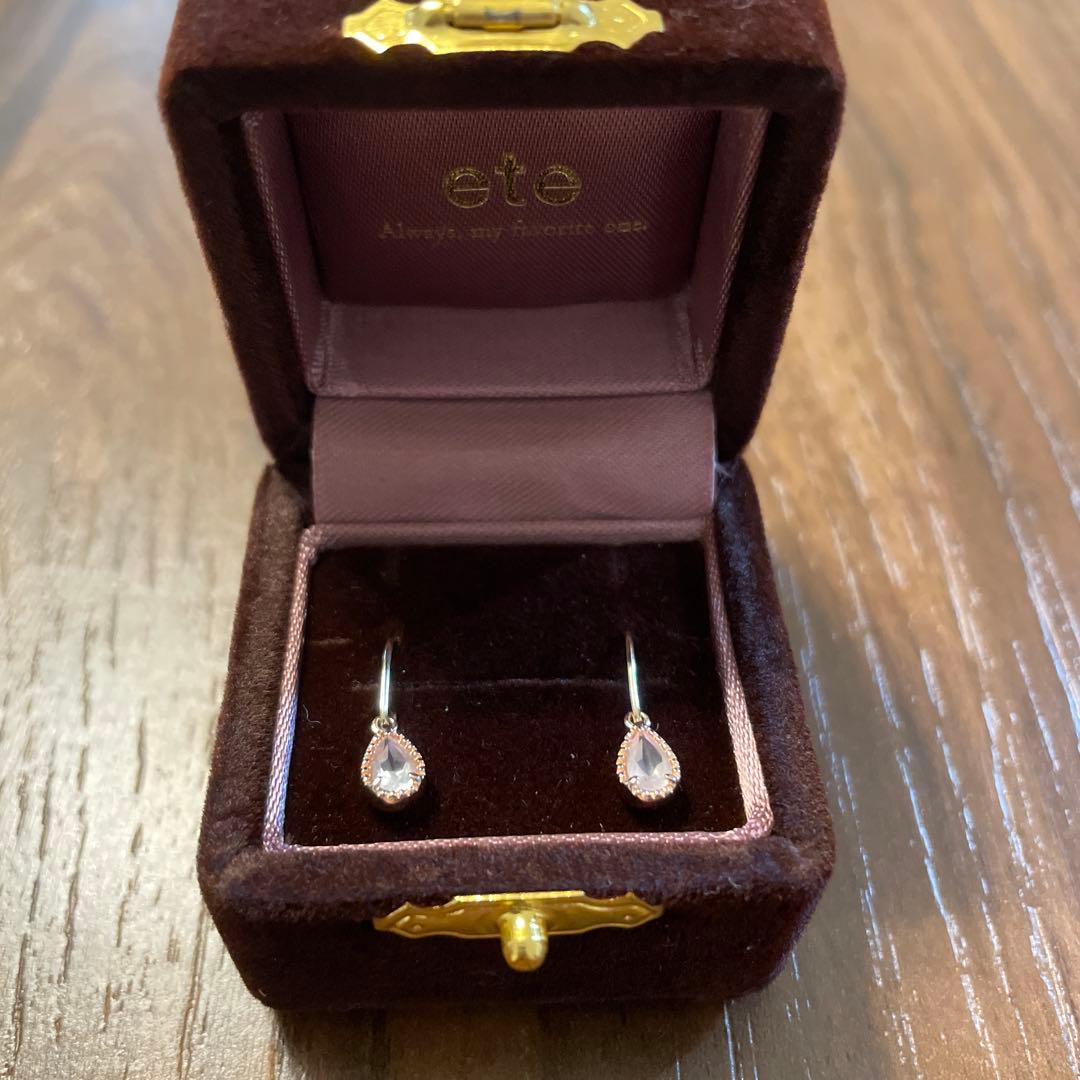 極美品eteエテストーンドロップピアス ローズクォーツ 定価20900円