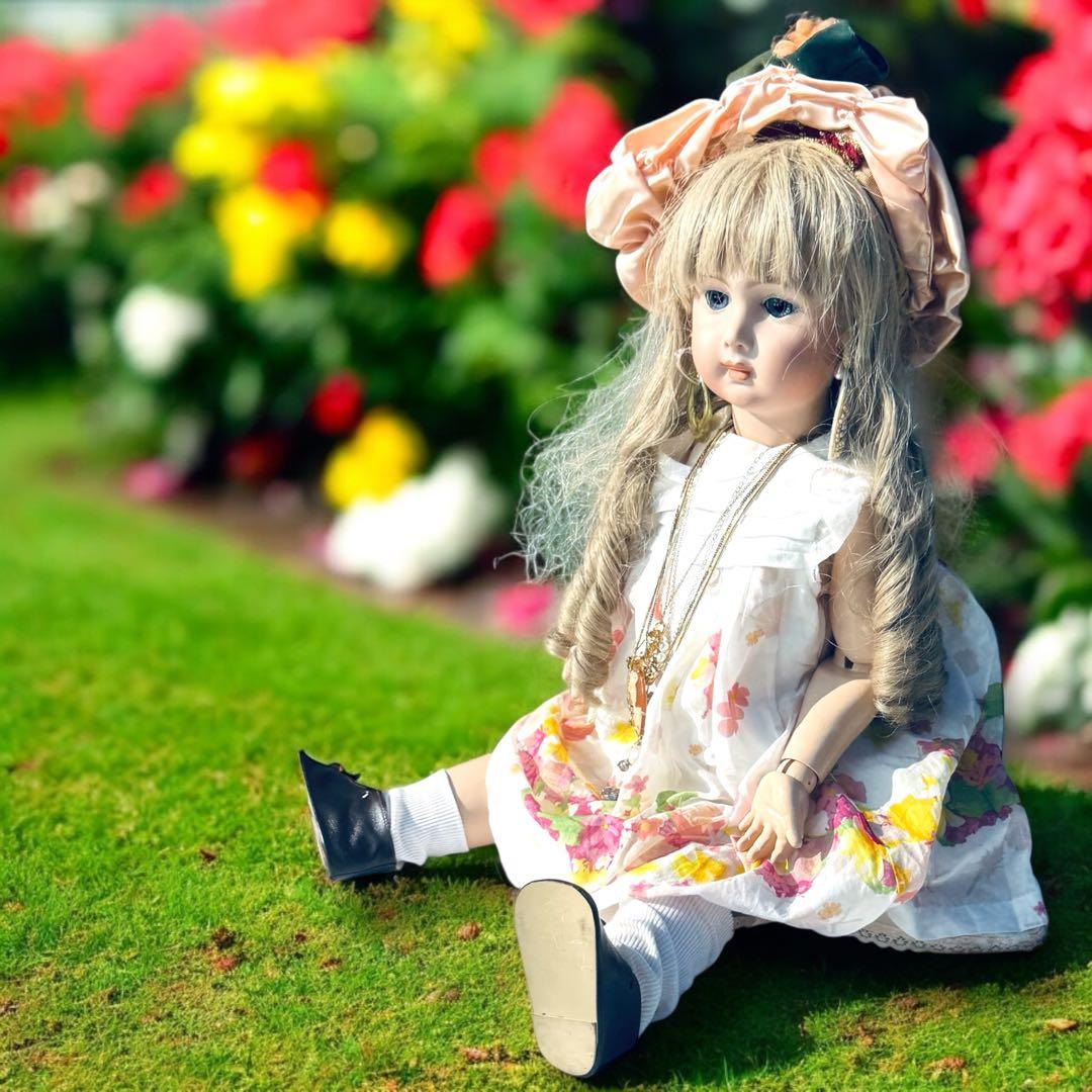 ビスクドール ロングフェイス ジュモー 作家様 ワンピース ドレス ボネ アクセ