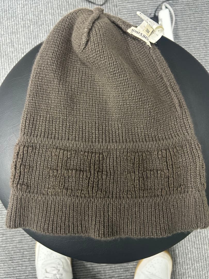 【中古美品】HERMESエルメス　ブラウン ニット帽　カシミヤ100%