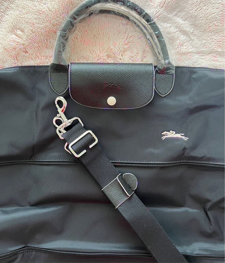 【未使用/訳あり】ロンシャン ル・プリアージュボストン黒、グレー(刺繍)