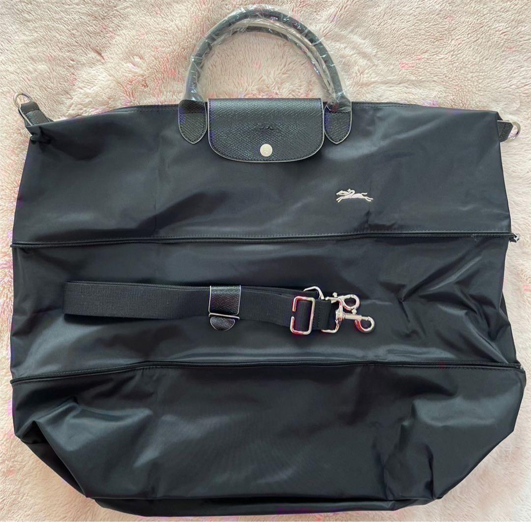 【未使用/訳あり】ロンシャン ル・プリアージュボストン黒、グレー(刺繍)