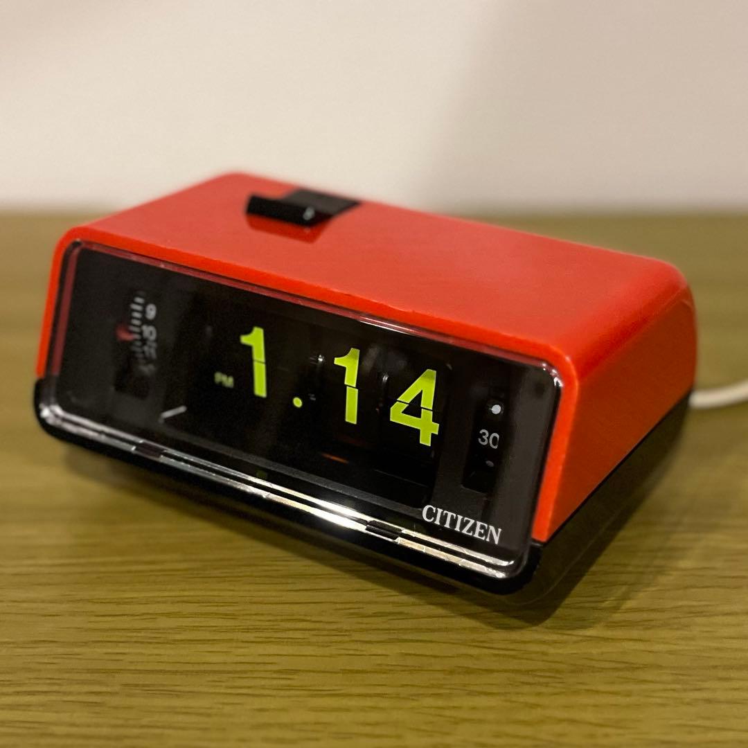 【メンテ済・動作正常】美品！CITIZENパタパタ時計ハイリーフカーチス 赤黒