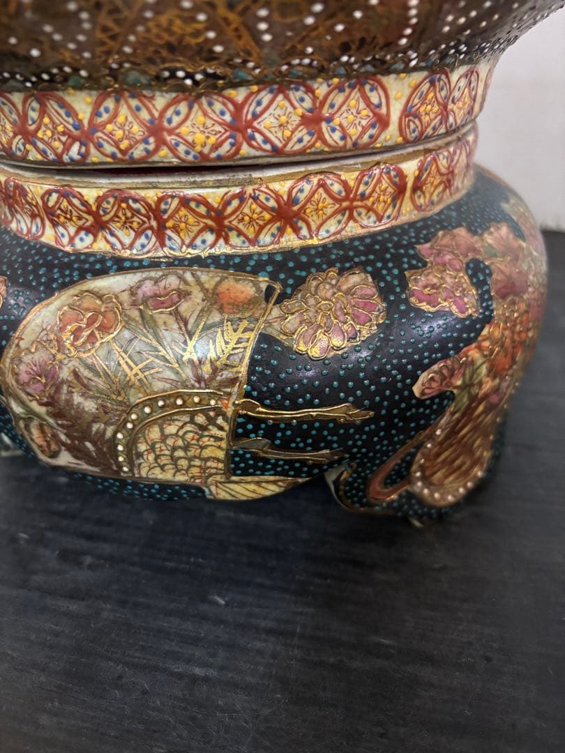 薩摩焼❓大壺　置物　花瓶　飾り壺　骨董　古美術‼️